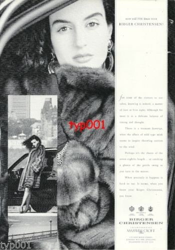 BIRGEN CHRISTENSEN - 1989 - LADY IN FUR COAT PRINT AD