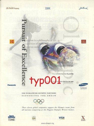 1998 NAGANO WINTER OLYMPICS SPONSORS PRINT AD COCA COLA IBM KODAK MCDONALDS UPS