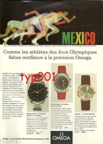 OMEGA - 1968 - MEXICO OLYMPICS FRENCH PRINT AD - ATHLETES TRUST OMEGA