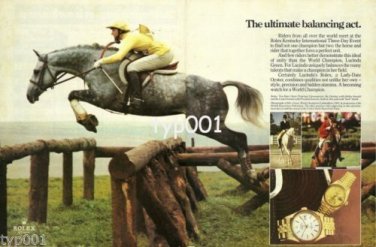 ROLEX - 1984 - ULTIMATE BALANCING ACT - LUCINDA GREEN HORSE RACING PRINT AD