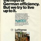 LUFTHANSA - 1973 - WE DIDN'T CREATE THE MYTH OF GERMAN EFFICIENCY PRINT AD