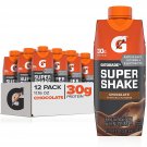 Gatorade Super Shake, Chocolate, 30g Protein, 11.16 fl oz Carton (Pack of 12)