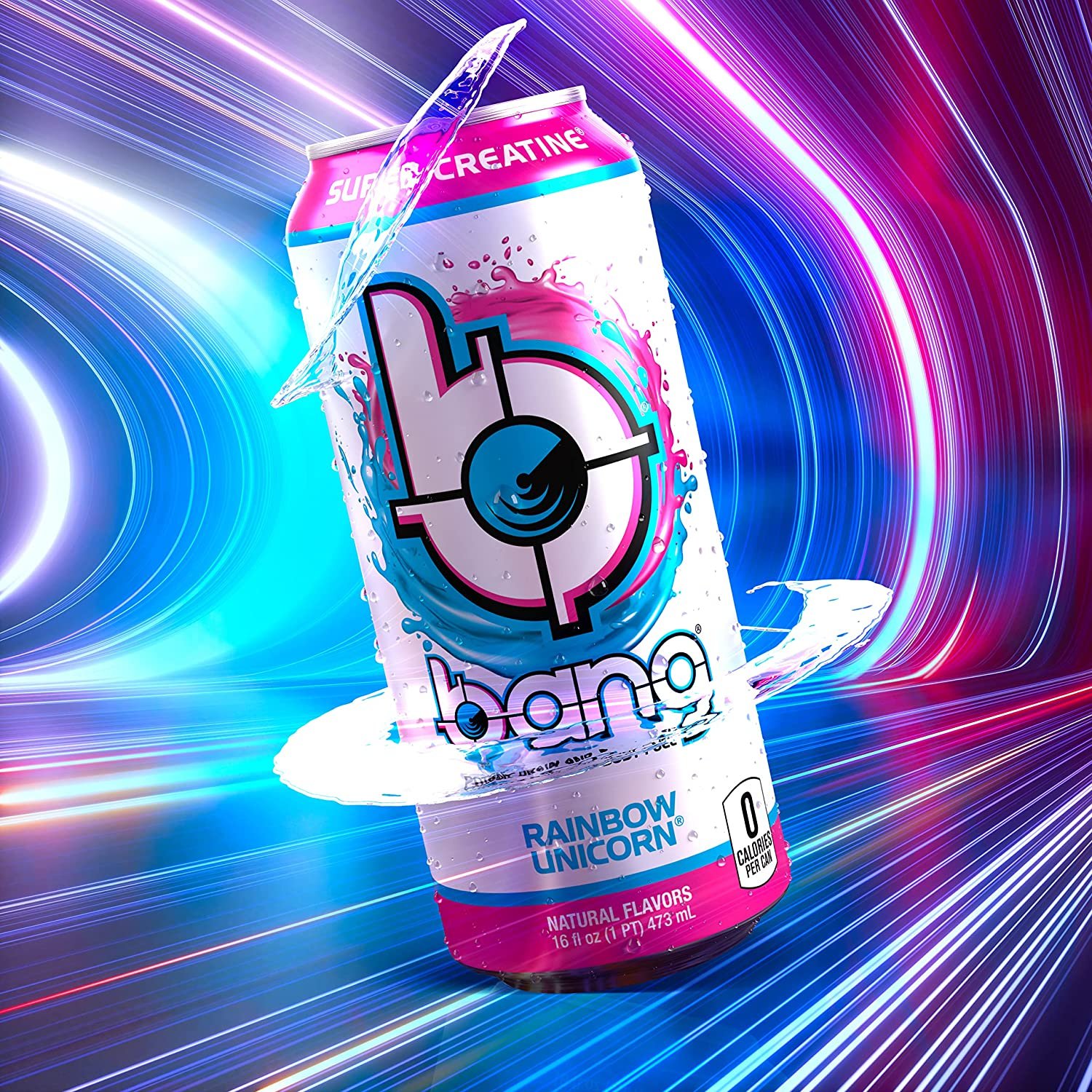 Bang Rainbow Unicorn Energy Drink, 0 Calories, Sugar Free , 16 Fl Oz (Pack of 12)