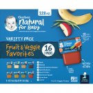 Gerber 2nd Foods Natural Baby Fruit Veggie Favorites, Variety, 4 oz Tubs (32 Pack)