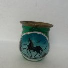 Antique African Kenyan Soapstone Vase , This is an African Landscape Sgraffito Horse Sculpture Vase