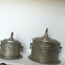 Antique, two signed engraved containers for small items