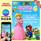Super Mario Princess Peach Birthday Invitation Template