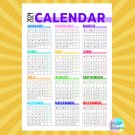 Colorful 2024 Minimalist Calendar Printable PDF