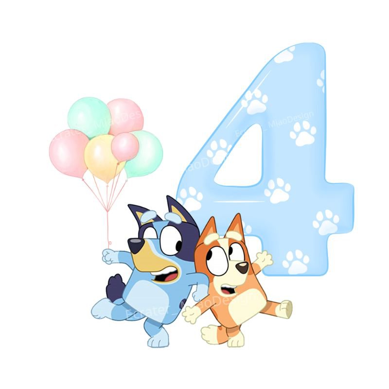 Bluey Bingo Birthday 4th PNG images Clipart