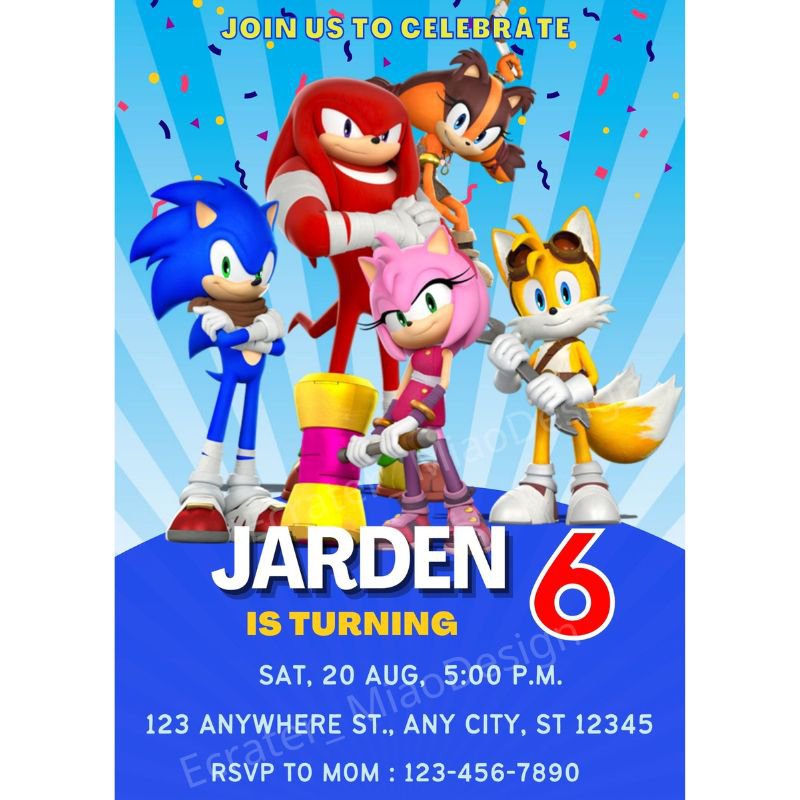 Sonic The Hedgehog Birthday Digital Invitation