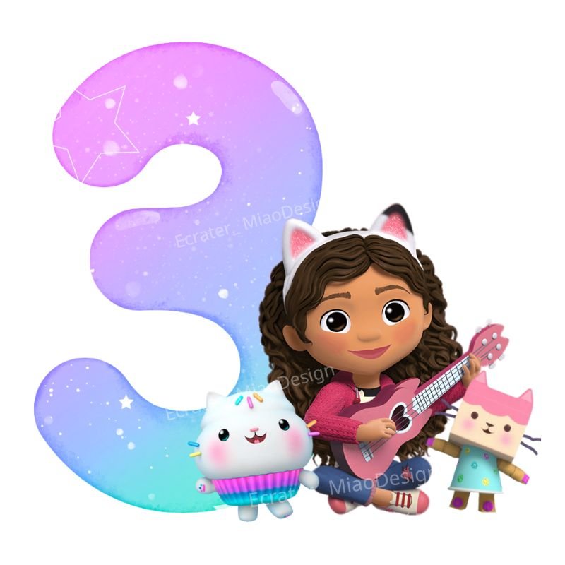 Gabby's Dollhouse Birthday 3rd PNG images Clipart