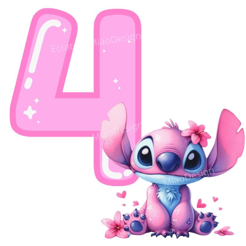 Stitch Angel 4th Birthday PNG Clipart Image