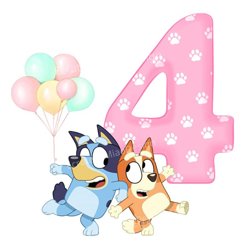 Bluey Bingo Birthday 4th PNG images Clipart