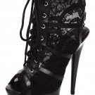 Lapdance Shoes Black Lace Open Toe Ankle Bootie