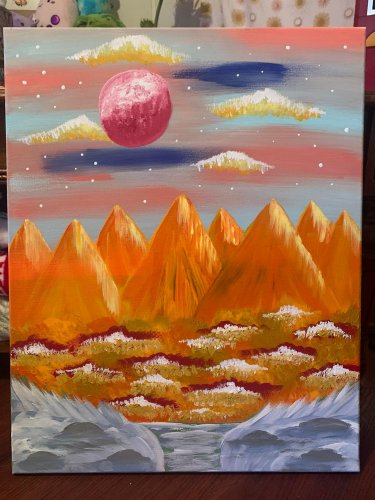 Handpainted Mountain Scene