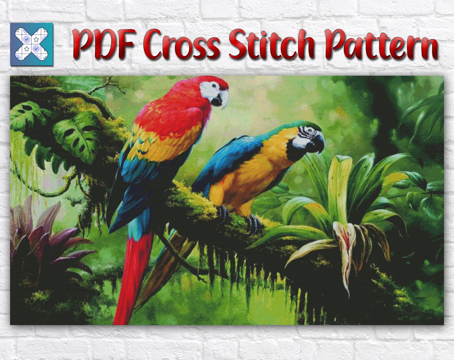 Bird Cross Stitch Pattern / Parrot Cross Stitch Chart / Printable PDF Chart