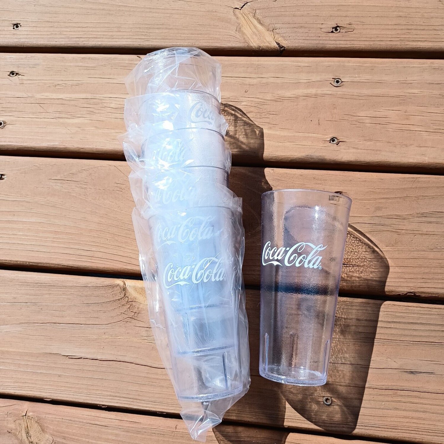 CocaCola Clear Plastic Restaurant Glasses 24 ounces Set of 6 NEW