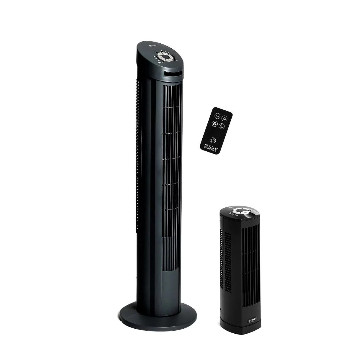 Seville Classics Ultra Slimline Tower Fan Combo Pack 40" Tower Fan & 17" Personal Tower Fan