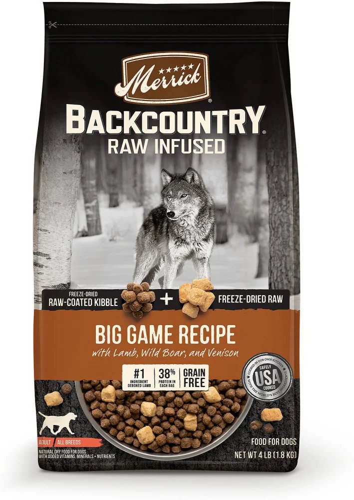 Merrick Backcountry Raw Infused Grain Free Big Game Recipe Dry Dog Food, 20-lb bag