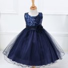 Princess Floral Dress For Girls, Dark Blue