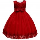 Girls Dresses, Flower Girl Dress, Sleeveless, Red