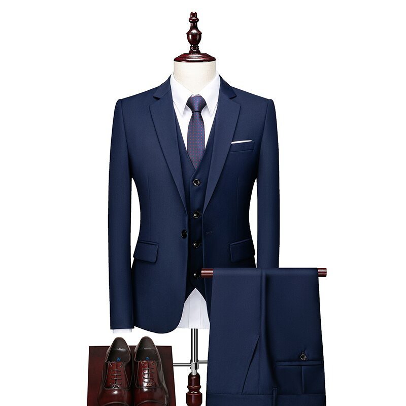 Formal 3-Piece Business Suit, Navy Blue