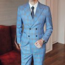 Double-Breasted Plaid Suit For Men