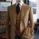 Business Style Khaki Men's 3-Piece Suit