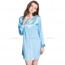 Women Silk Night Dress Sleepshirt, Sky Blue