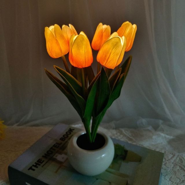 Tulip Lamp Desk Lamp LED, 6 head sunset color