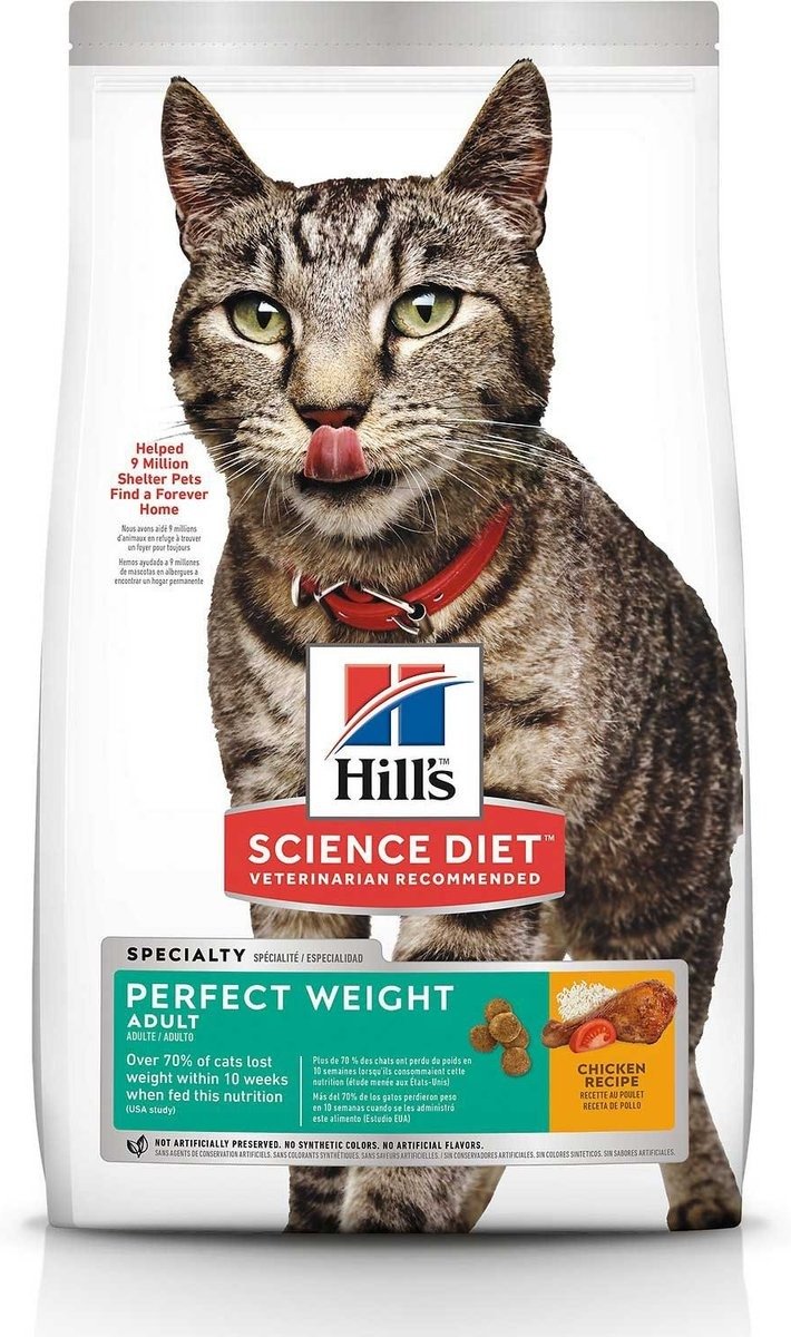 Hill's Science Diet Adult Perfect Weight Chicken Recipe Dry Cat Food, 15-lb bag, bundle of 2
