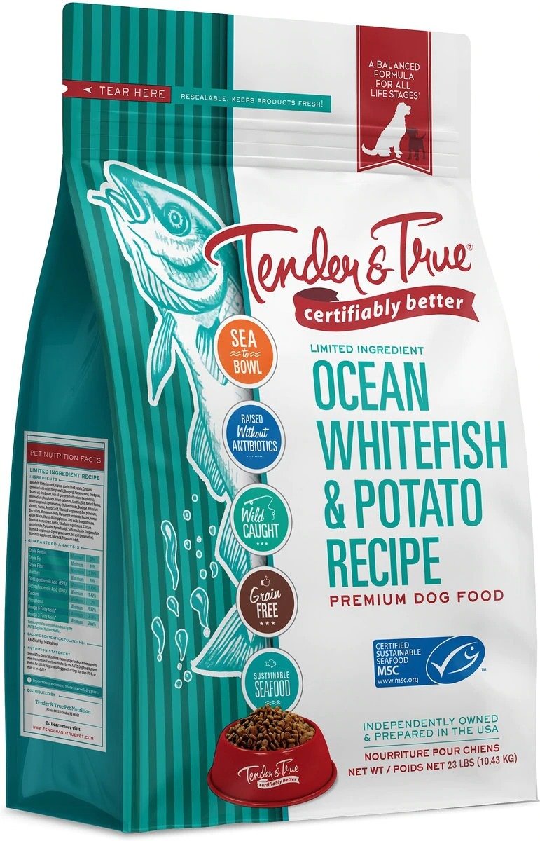 Tender & True Limited Ingredient Grain-Free Ocean Whitefish & Potato Dry Dog Food, 2 x 23-lb bag