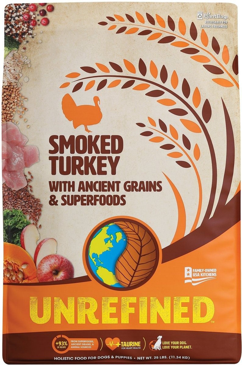 Earthborn Holistic Unrefined Smoked Turkey with Ancient Grains & Superfoods Dry Dog Food, 25-lb