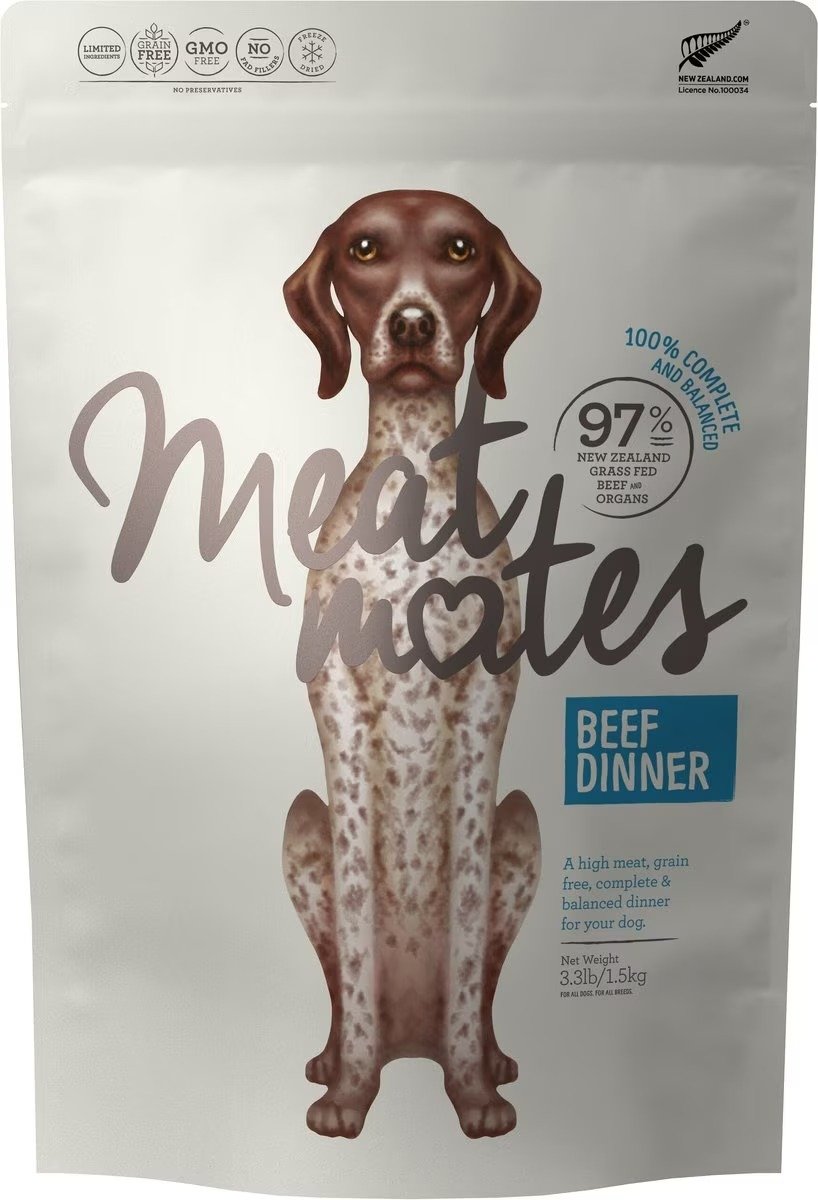 Meat Mates Beef Dinner Grain-Free Freeze-Dried Dog Food, 3.3-lb bag