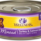 Wellness Minced Turkey & Salmon Entree Grain-Free Canned Cat Food, 5.5-oz, case of 24
