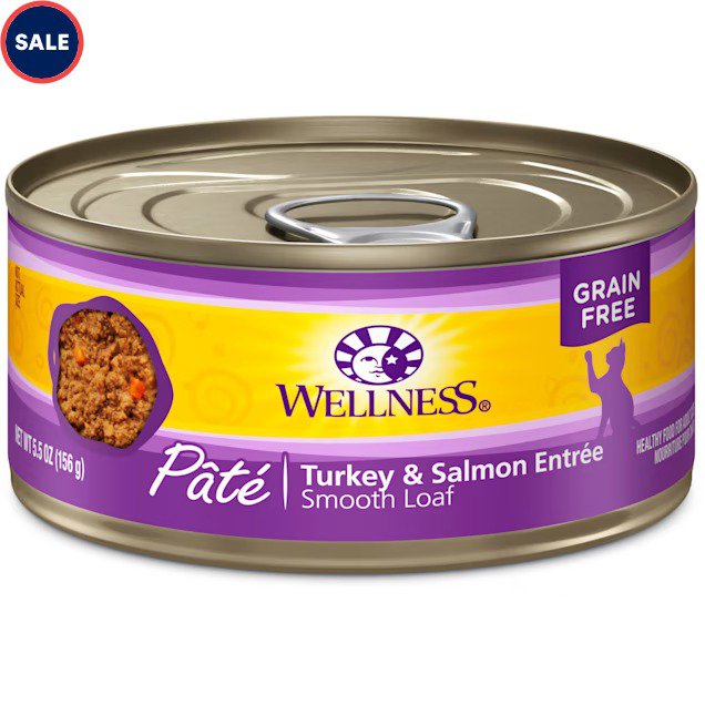 Wellness Complete Health Natural Grain Free Turkey & Salmon Pate Wet Cat Food, 5.5 oz., Case of 24