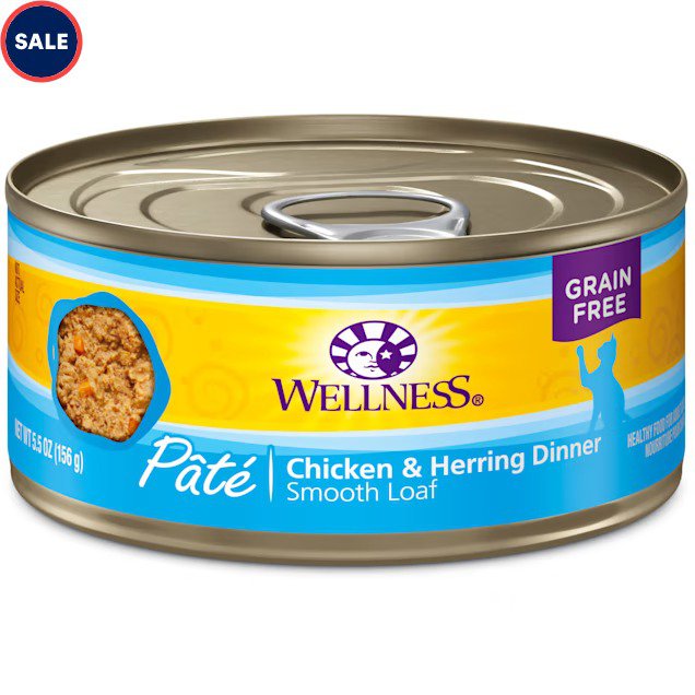 Wellness Complete Health Natural Chicken & Herring Pate Wet Cat Food, 5.5 oz., Case of 24