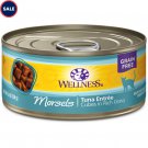 Wellness Natural Canned Grain Free Wet Cat Food, Morsels Tuna Entree, 5.5 oz., Case of 24