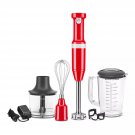 KitchenAid KHBBV83 Cordless Variable Speed Hand Blender with Chopper, Passion Red