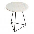 Round White Marble And Black Metal End Table