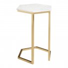 Margaux White Marble And Gold Metal Laptop Table