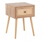 Mia Cane Front End Table with Drawer, Natural