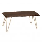 Madison Live Edge Acacia Wood and Gold Hairpin Coffee Table
