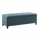 Wispy Tufted Upholstered Storage Bench, Blue