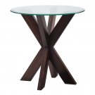 Kent Round Acacia Wood And Glass Top Side Table, Espresso