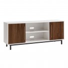 Penton Faux Wood Two Tone Media Stand, White and Walnut