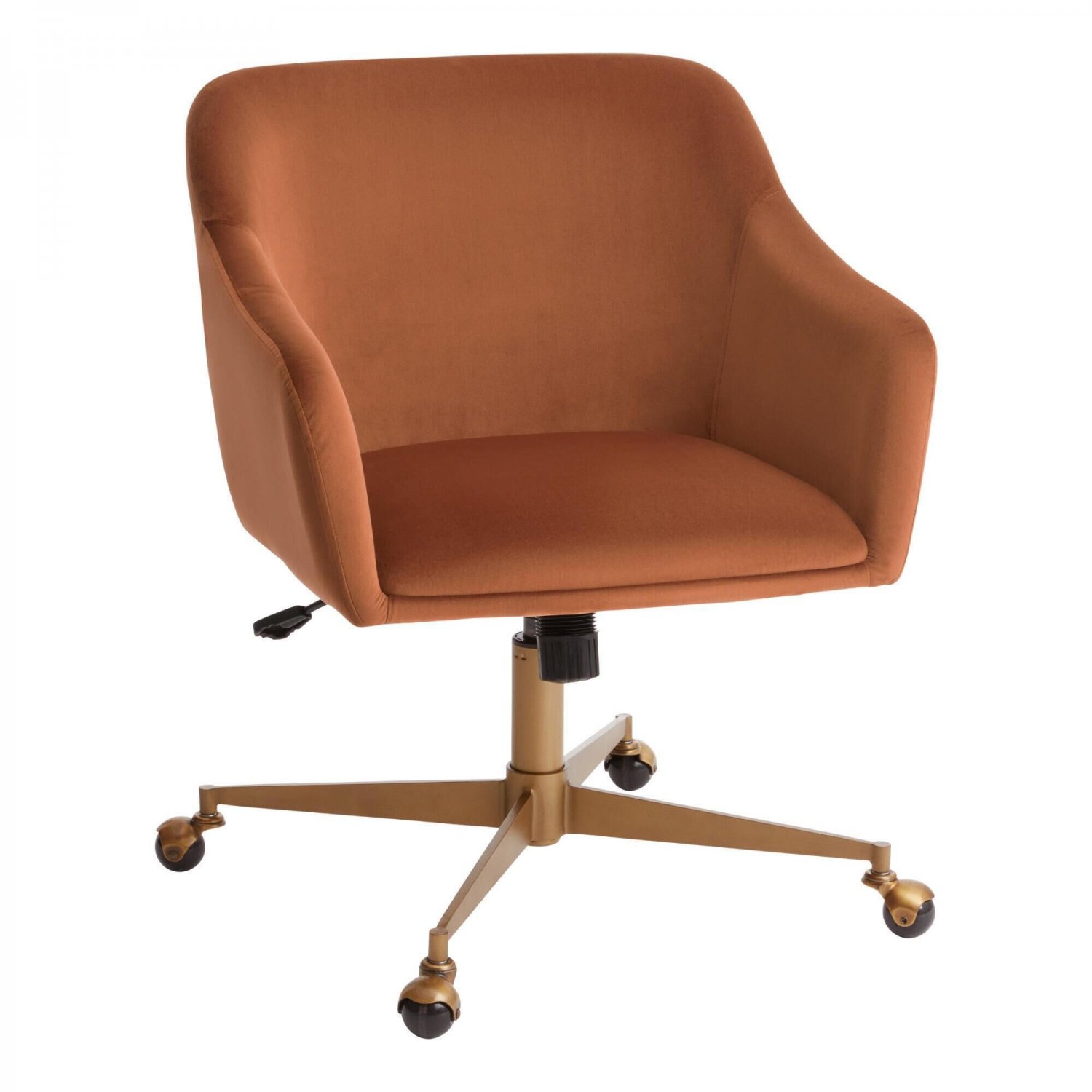 Zarek Mid Century Upholstered Office Chair, Rust