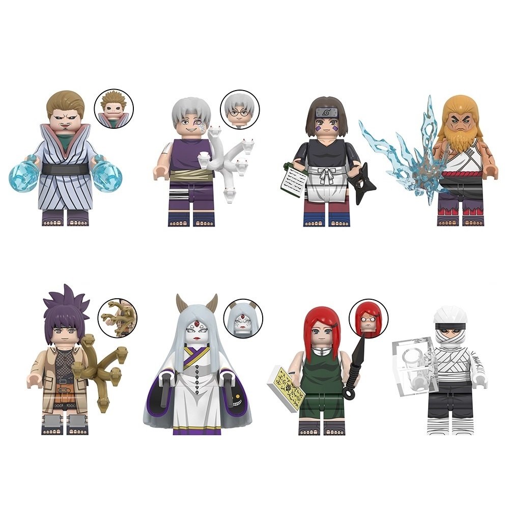 8pcs Naruto Series Mu Gengetsu Raikage Kaguya Kabuto Anko Minifigures Set