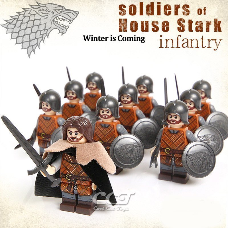 10pcs/set Game of Thrones Jory Cassel Leader Army of House Stark Minifigures Toy