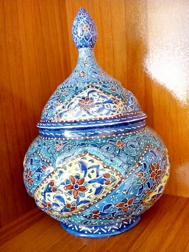 Enameled metal sugar bowl